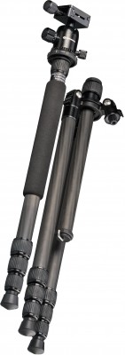 BRESSER BR-2504X8C-B1 Carbon Kamerastativ bis 10 kg verwendbar als Dreibein-, Einbein- und Bodenstativ