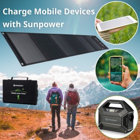 BRESSER Mobiles Solar-Ladegerät 40 Watt mit USB- u. DC-Anschluss