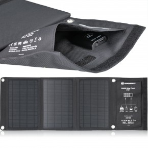 BRESSER Mobiles Solar-Ladegerät 21 Watt mit USB- u. DC-Anschluss