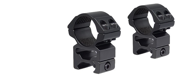 Hawke 1" 2 Piece Match Mount 'Quick Peep' (Weaver Rail) Matt Black - Hoch