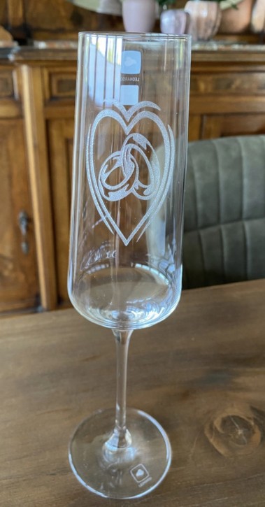 Sektglas mit Gravur Hochzeit Ringe Hochzeitsmotive